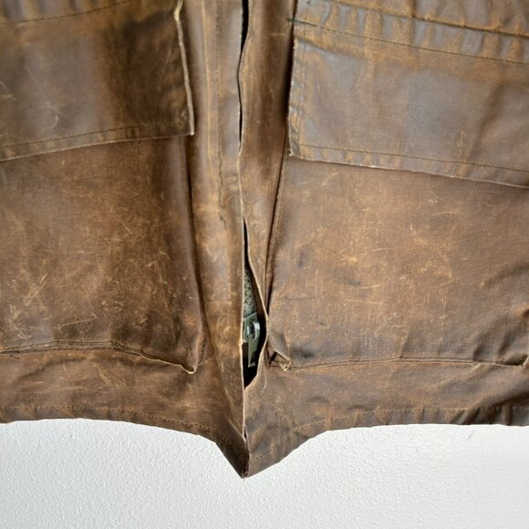 Vtg Argatta Wax Cloth Jacket S Brown Plaid Wool Lined Corduroy Collar Chore - Picture 3 of 16